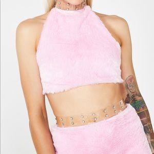 dolls kill pink fur set